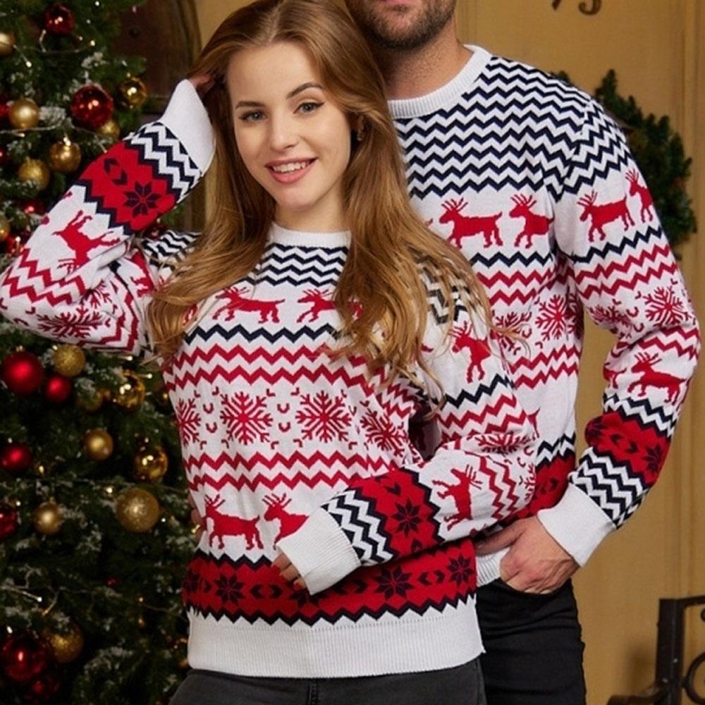ugly women men christmas small snowflake Couple Sweater - ciclove