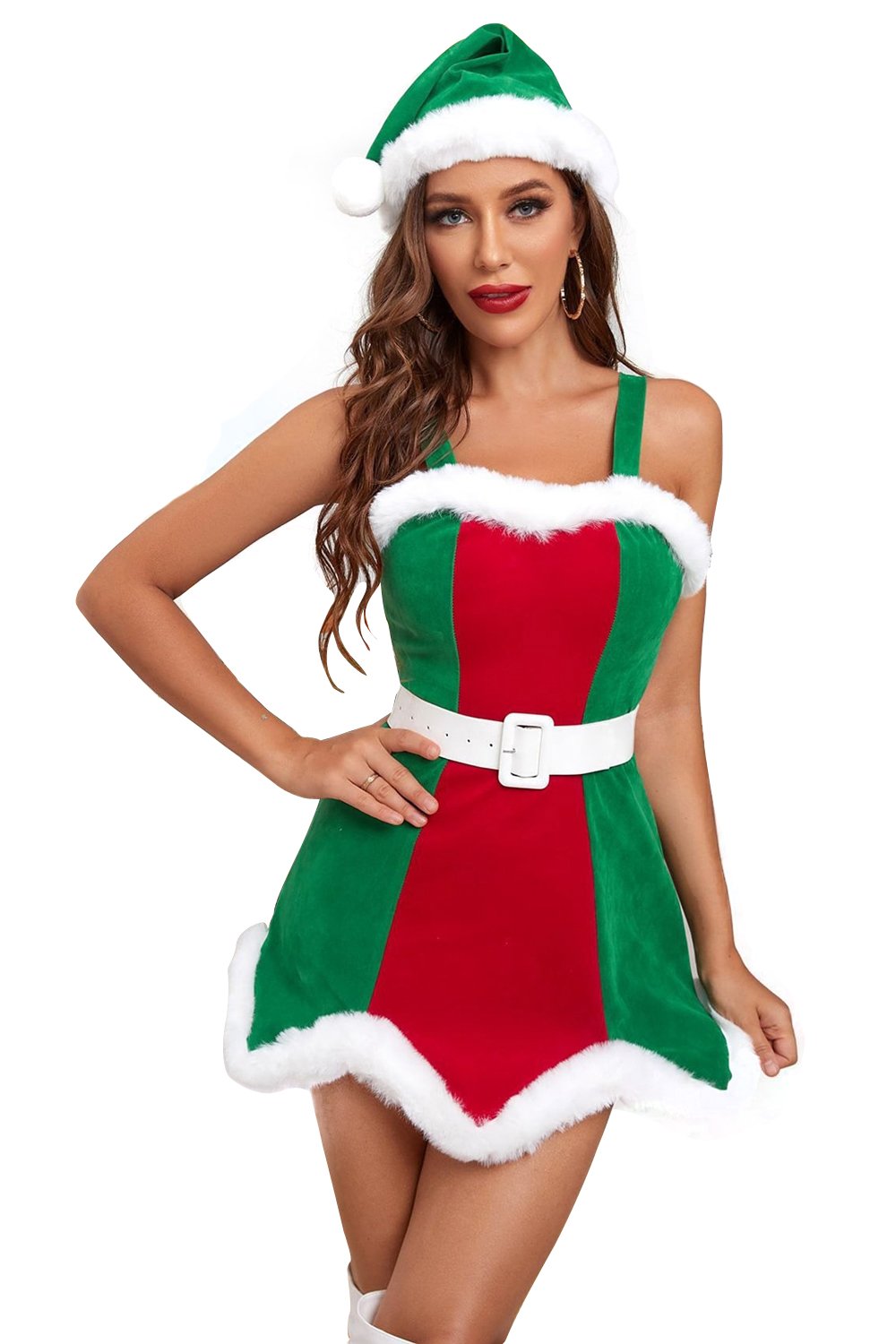 Santa Christmas Women Costume Green and Red ELF Christmas Costume