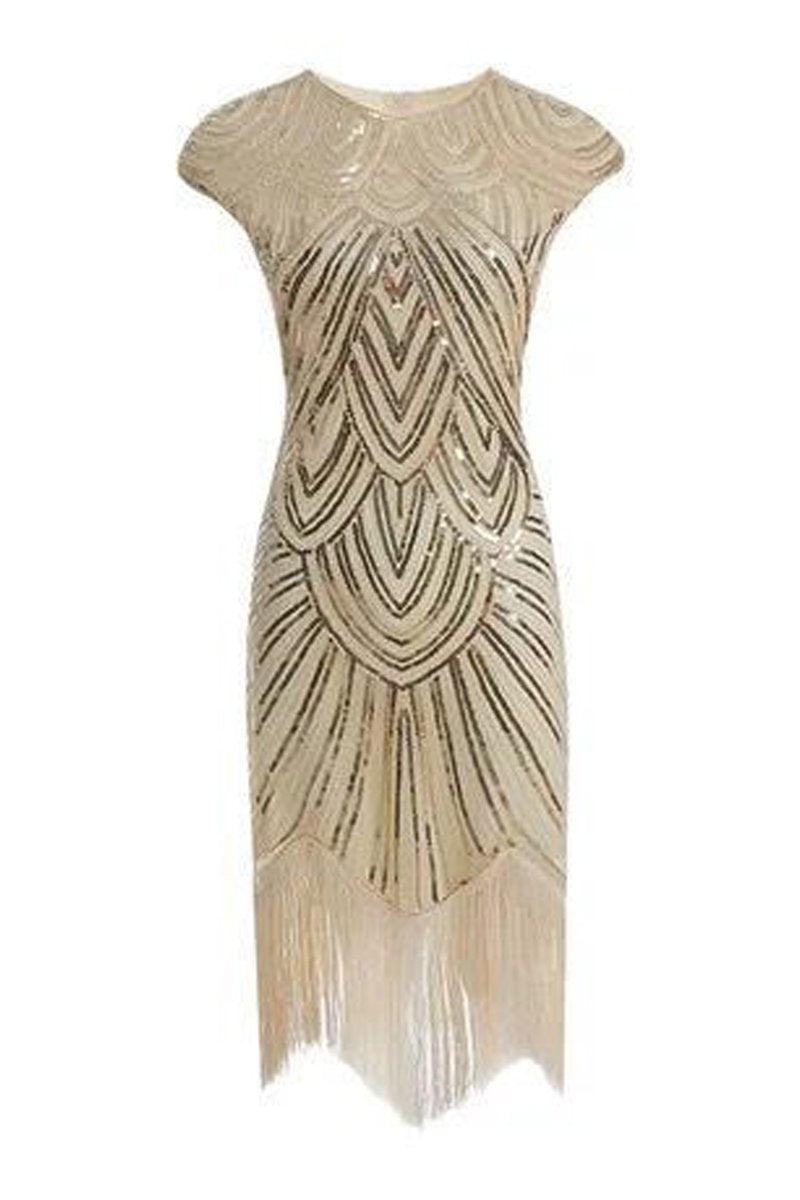 1920s Costume Sophisticated Sequin Cap Sleeves Flapper Dress