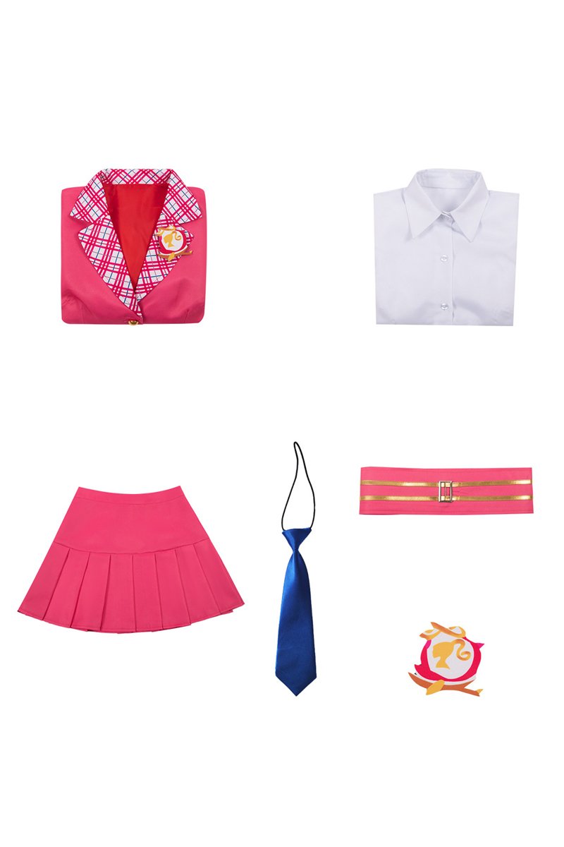 Barbie Doll Pink Schoolgirl Women Sailor Uniform Costume Fancy Dress