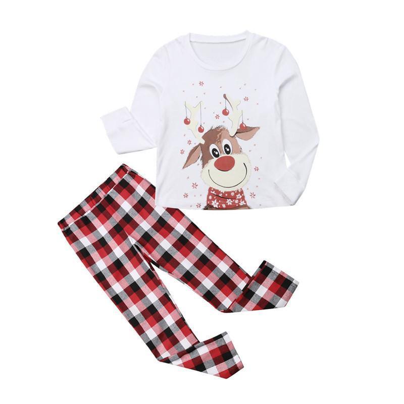 Family Matching Senta Elk Printed Long Sleeve Christmas Pajamas Set 2022