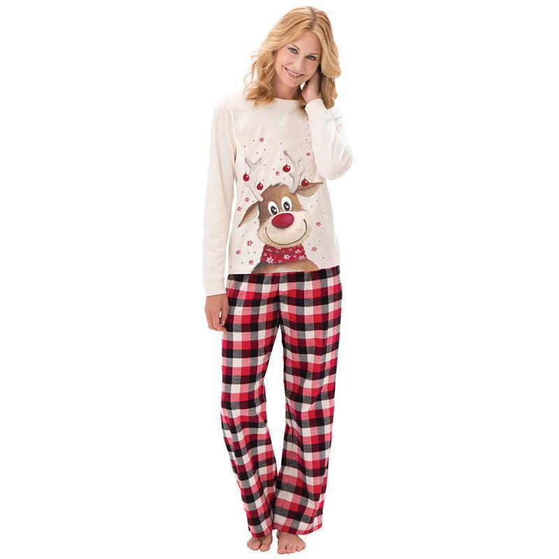 Family Matching Senta Elk Printed Long Sleeve Christmas Pajamas Set 2022