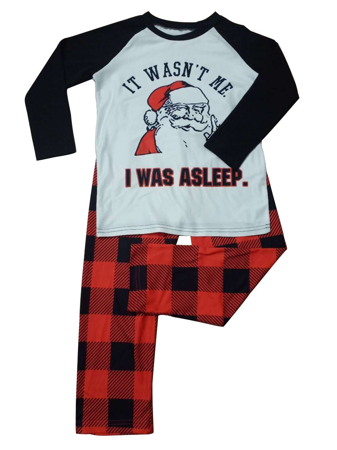 Christmas Pajamas Set Round Neck Long Sleeve Pullover Loose Plaid Trousers Pajamas Costume