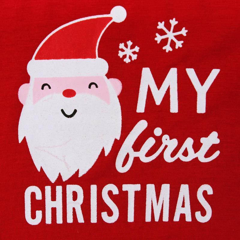 Baby My First Christmas 2 Piece Bodysuit Father Santa Print Pajamas - ciclove