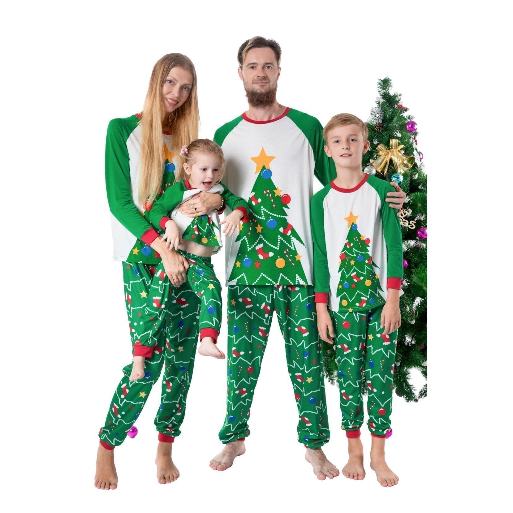 Family Matching Holiday Christmas Tree Printed Christmas Pajamas Set 2022 - ciclove