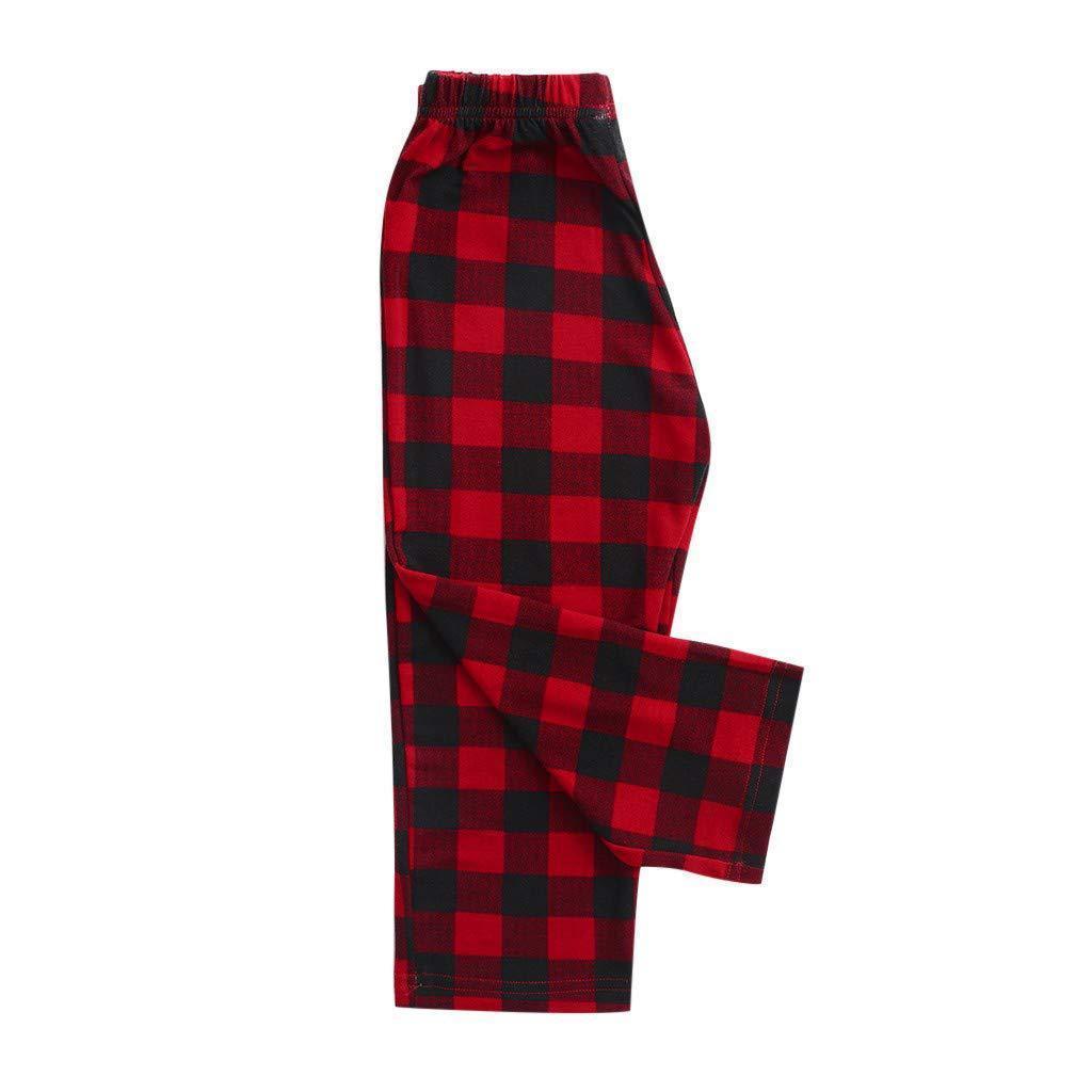 Christmas Family Matching Sleepwear Pajamas Sets Black Trees Top and Red Plaid Pants - ciclove