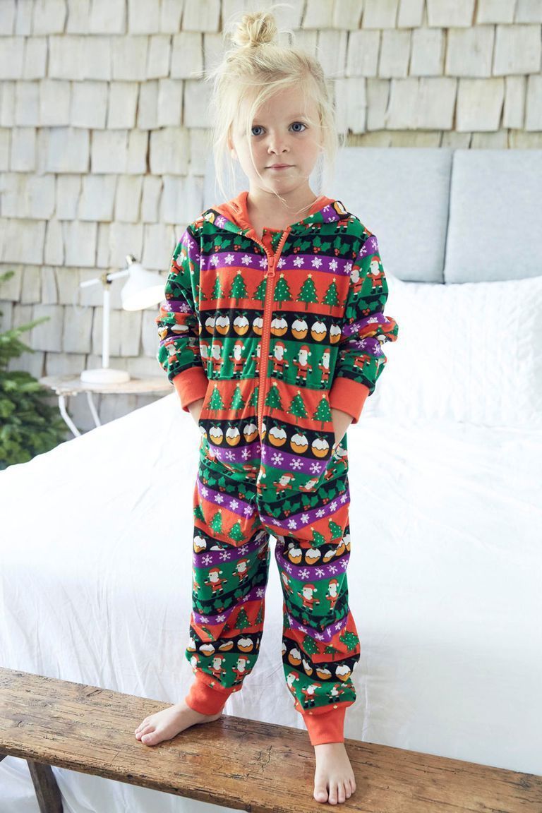 Colorful Christmas Family Matching Pajamas Hoded jumpsuits onesies Sleepwear - ciclove