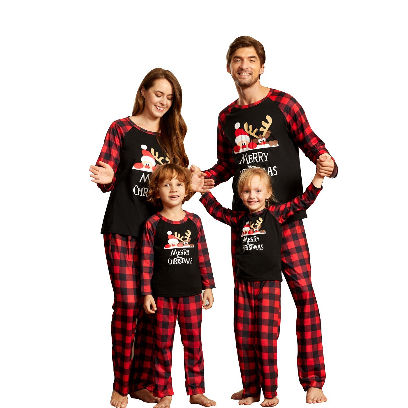 BuyLucky Deer Print Black Christmas Family Couples Matching Pajamas Party Sets Now Cheaper With 3 - 5 Days Ship - PajamasBuy